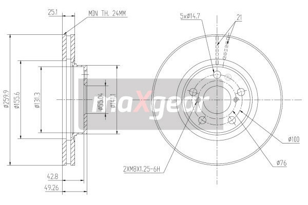 MAXGEAR Tarcza hamulcowa 19-0967