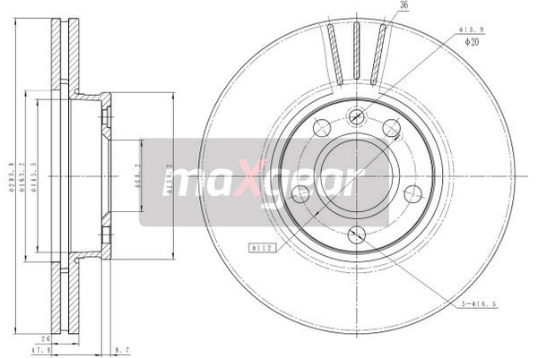 MAXGEAR Tarcza hamulcowa 19-1035