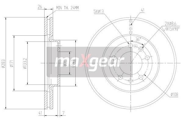 MAXGEAR Tarcza hamulcowa 19-1038