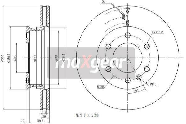 MAXGEAR Tarcza hamulcowa 19-1052