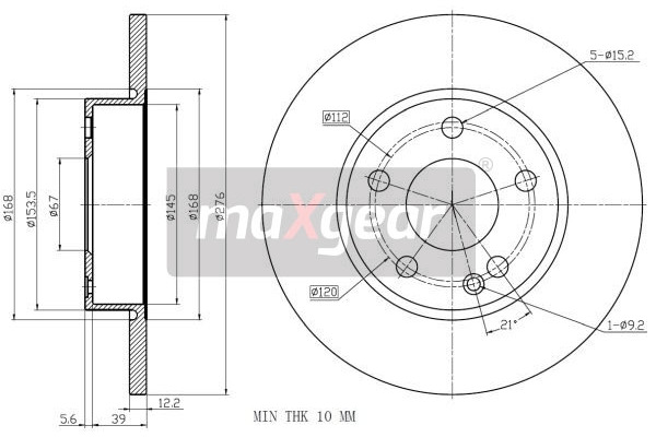 MAXGEAR Tarcza hamulcowa 19-1224