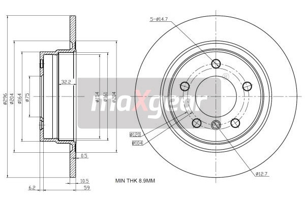 MAXGEAR Tarcza hamulcowa 19-1939