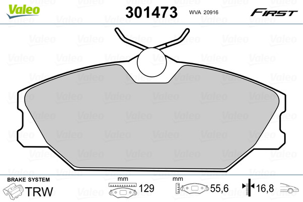 VALEO Zestaw klocków hamulcowych, hamulce tarczowe 301473