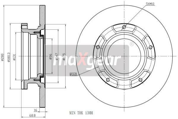 MAXGEAR Tarcza hamulcowa 19-1237