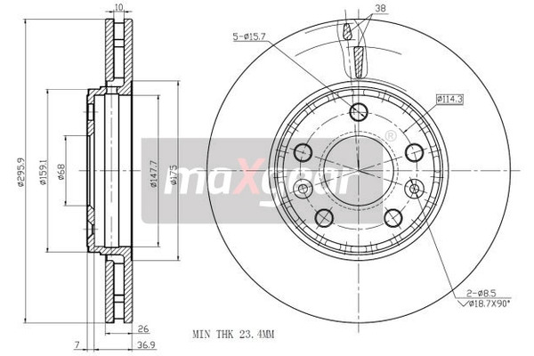 MAXGEAR Tarcza hamulcowa 19-2013