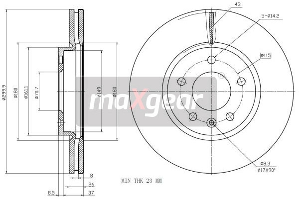 MAXGEAR Tarcza hamulcowa 19-2332