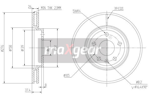 MAXGEAR Tarcza hamulcowa 19-2334
