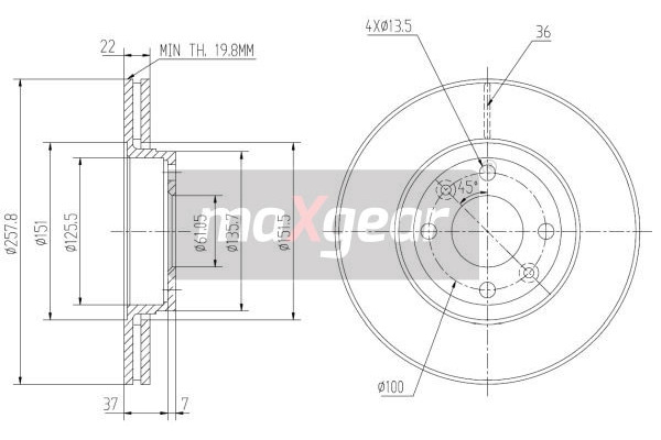 MAXGEAR Tarcza hamulcowa 19-2232