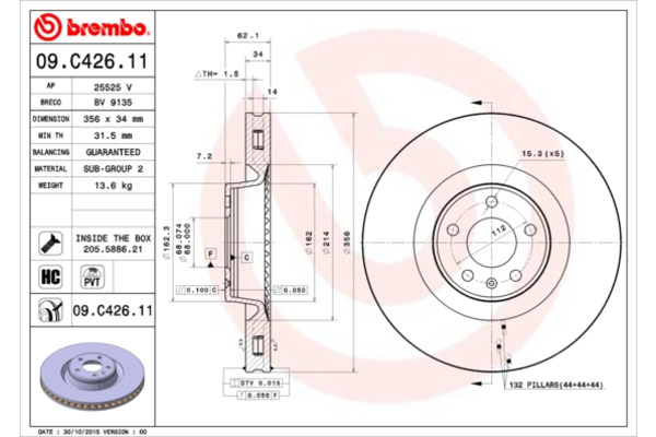 BREMBO Tarcza hamulcowa 09.C426.11