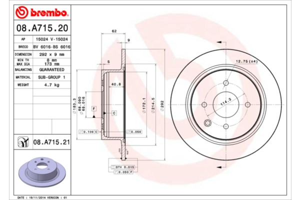 BREMBO 08.A715.21 08.A715.21