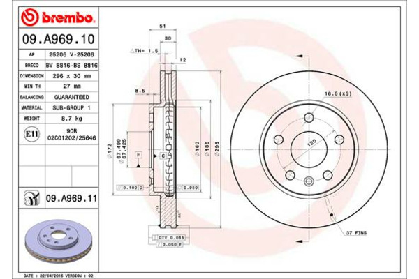 BREMBO 09.A969.11 09.A969.11