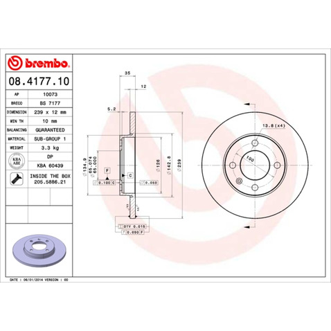 Tarcza hamulcowa BREMBO 08.4177.10