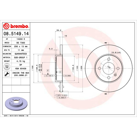 Tarcza hamulcowa BREMBO 08.5149.14
