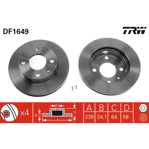 TRW Tarcza hamulcowa DF1649