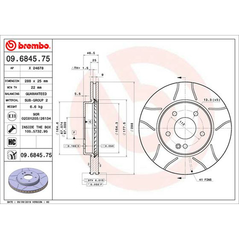Tarcza hamulcowa BREMBO 09.6845.75
