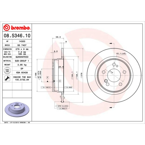 Tarcza hamulcowa BREMBO 08.5346.10
