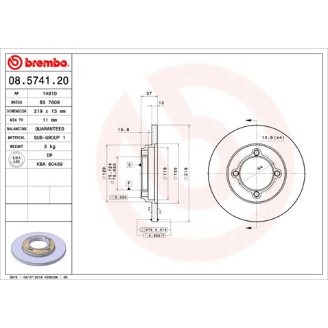 Tarcza hamulcowa BREMBO 08.5741.20