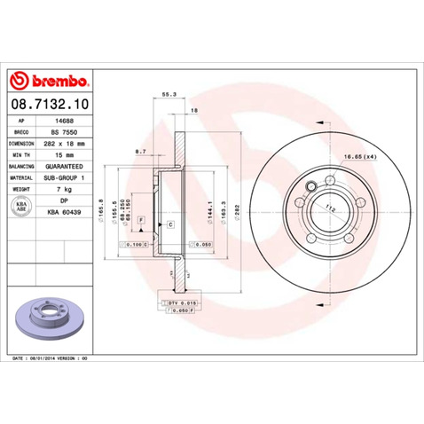 Tarcza hamulcowa BREMBO 08.7132.10