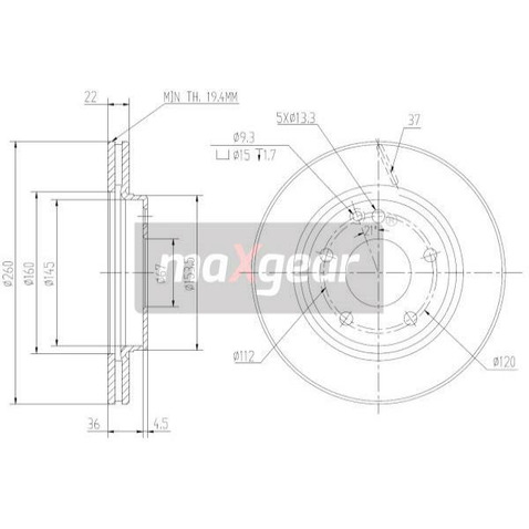 MAXGEAR Tarcza hamulcowa 19-0802