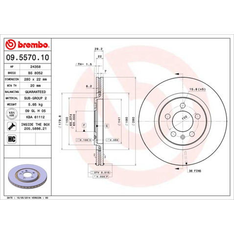 Tarcza hamulcowa BREMBO 09.5570.10
