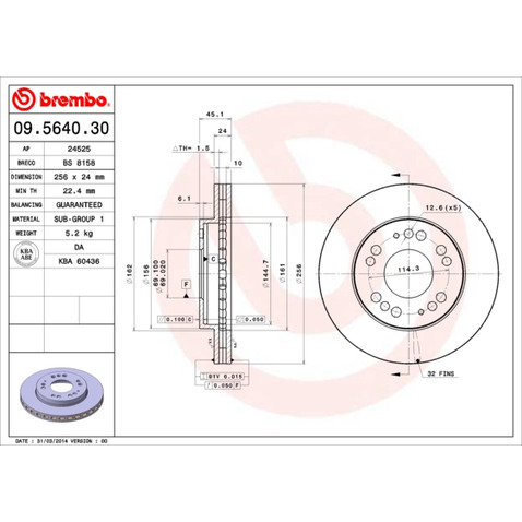 Tarcza hamulcowa BREMBO 09.5640.30