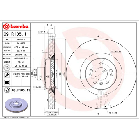Tarcza hamulcowa BREMBO 09.R105.11