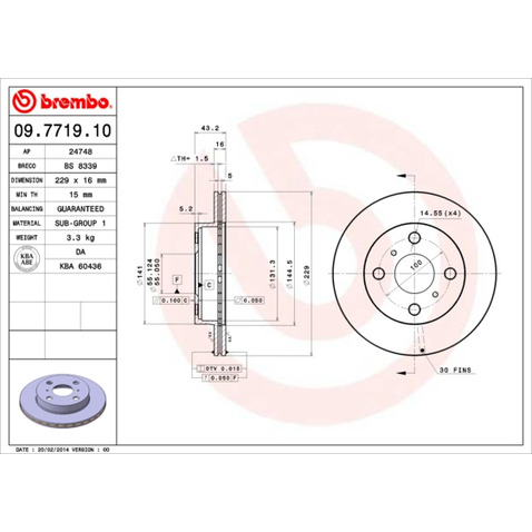 Tarcza hamulcowa BREMBO 09.7719.10