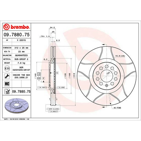 Tarcza hamulcowa BREMBO 09.7880.75