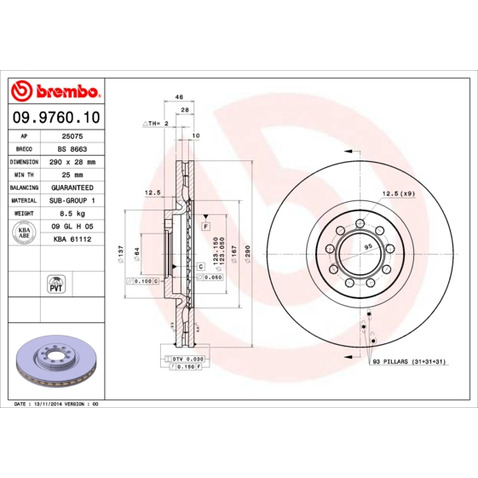 Tarcza hamulcowa BREMBO 09.9760.10