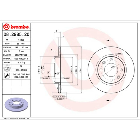 Tarcza hamulcowa BREMBO 08.2985.20