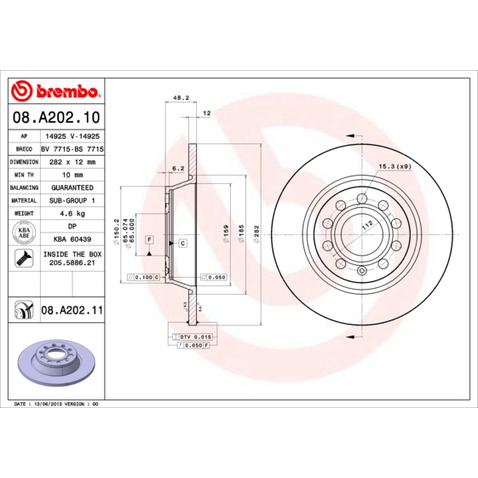 Tarcza hamulcowa BREMBO 08.A202.11