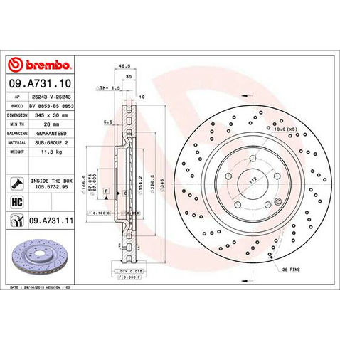 Tarcza hamulcowa BREMBO 09.A731.11