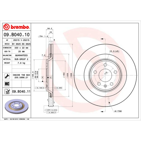 Tarcza hamulcowa BREMBO 09.B040.11