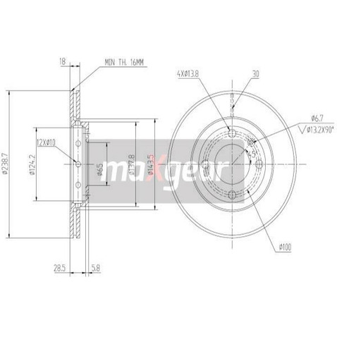MAXGEAR Tarcza hamulcowa 19-0763