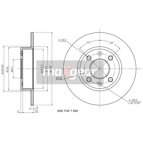 MAXGEAR Tarcza hamulcowa 19-0746