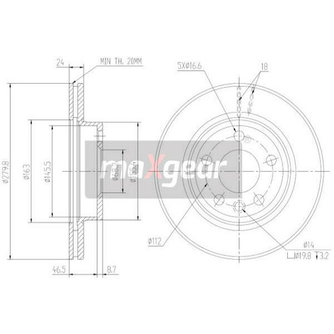 MAXGEAR Tarcza hamulcowa 19-0801