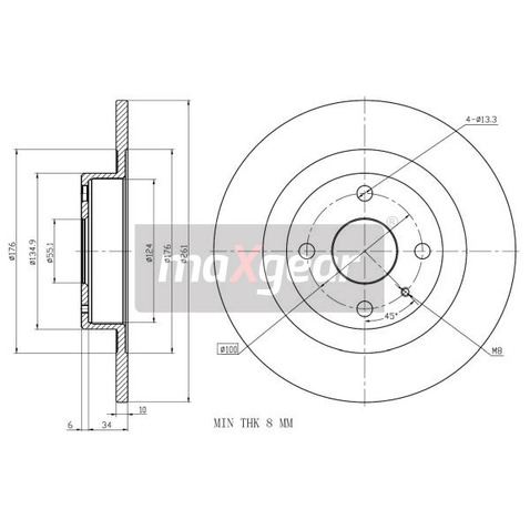 MAXGEAR Tarcza hamulcowa 19-0941
