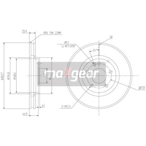 MAXGEAR Tarcza hamulcowa 19-0947