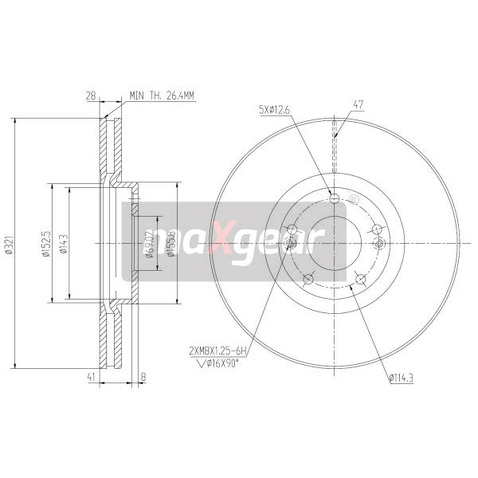 MAXGEAR Tarcza hamulcowa 19-1812