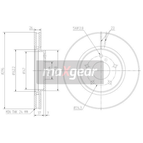 MAXGEAR Tarcza hamulcowa 19-1815