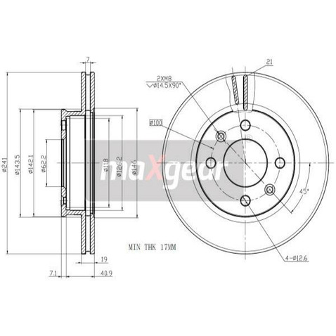 MAXGEAR Tarcza hamulcowa 19-1862
