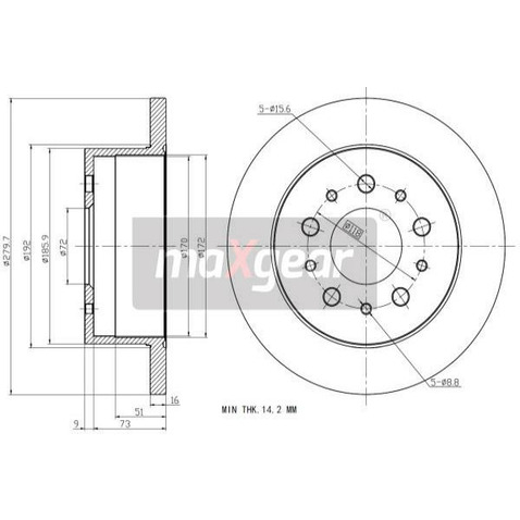 MAXGEAR Tarcza hamulcowa 19-1876