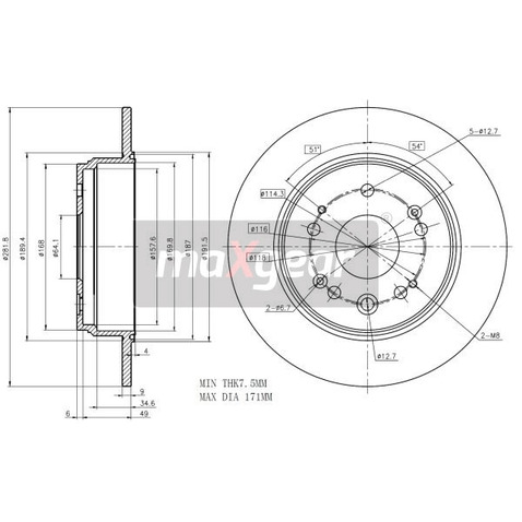 MAXGEAR Tarcza hamulcowa 19-1021