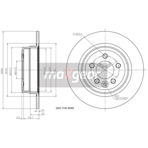 MAXGEAR Tarcza hamulcowa 19-1190