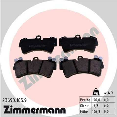Klocki hamulcowe - komplet ZIMMERMANN 23693.165.9