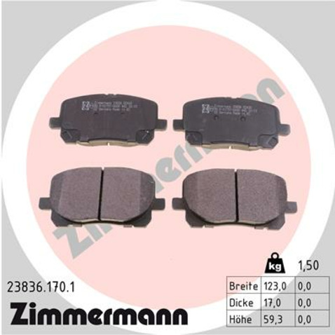 Klocki hamulcowe - komplet ZIMMERMANN 23836.170.1