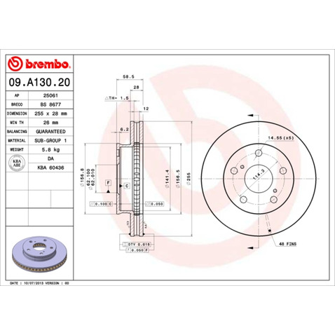 Tarcza hamulcowa BREMBO 09.A130.20