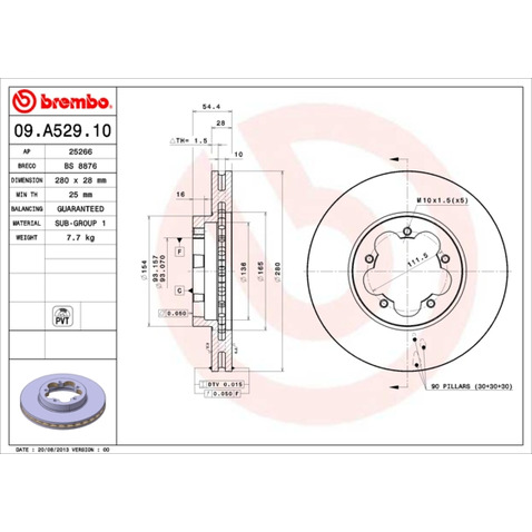 Tarcza hamulcowa BREMBO 09.A529.10