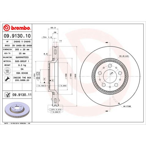 Tarcza hamulcowa BREMBO 09.9130.11