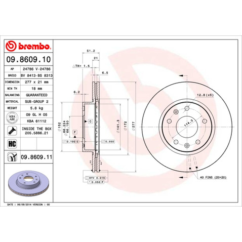 Tarcza hamulcowa BREMBO 09.8609.11